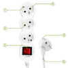Síťový prodlužovací kabel s uzemněním 3 zásuvky 5 m vypínač bílý kabel Lendo Lumiled