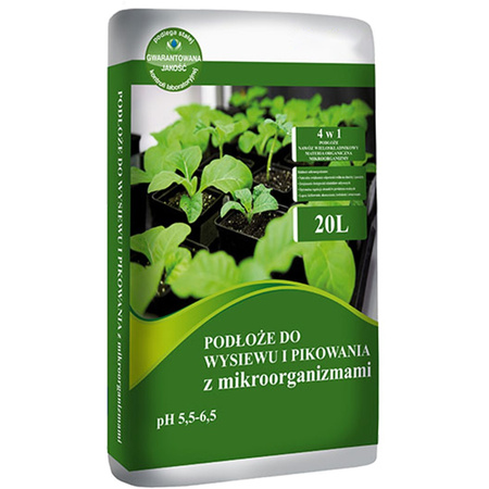Půdní substrát pro setí a sběr květin. zeleniny a keřů 20L s mikroorganismy pH 5.5 - 6.5