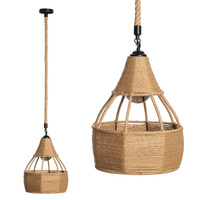 BOHO závěsná lampa pletená jutová kalichová lucerna pro LED lano E27