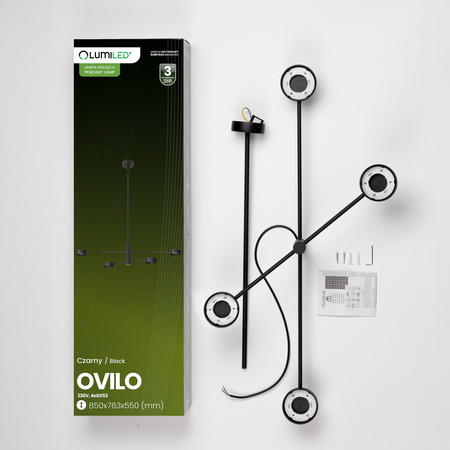 LED závěsné stropní svítidlo 4x GX53 Wall Black OVILO LUMILED