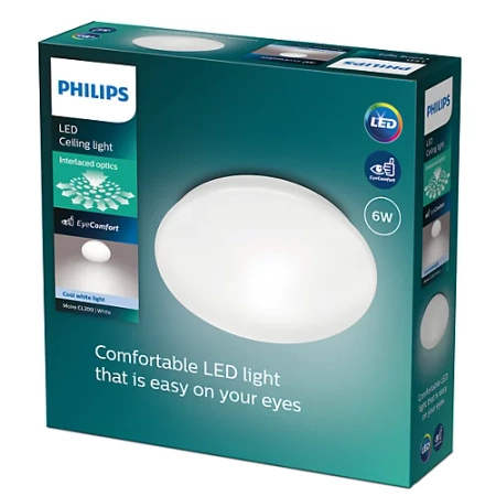 MOIRE přisazená LED stropní lampa 6W 4000K 22cm bílá kulatá PHILIPS