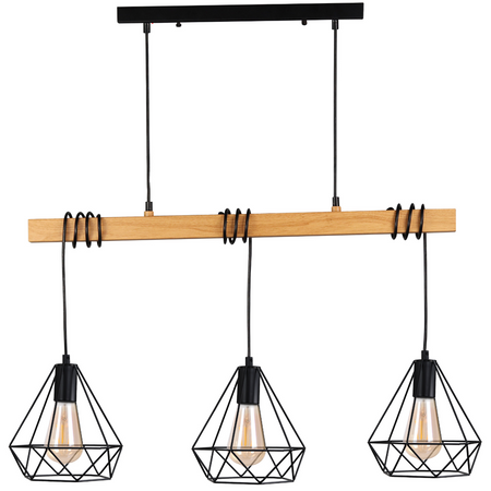 VIGO závěsné stropní svítidlo 3x E27 převislé dřevo černé GOLDLUX (Polux)