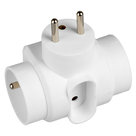 Rozdělovač elektrické sítě 1x Euro 2P + 2x 2P+0 Zloděj 3 zásuvky s uzemněním VAYOX