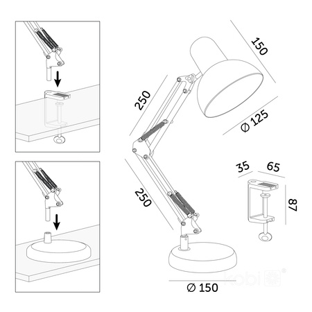Stolní lampa Stolní svítidlo Nastavitelná E27 Bílá Auriq Kobi