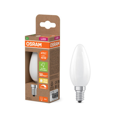 LED žárovka B35 E14 svíčka 2,5W = 40W 470lm 2700K teplá bílá 300° Dimmable Osram