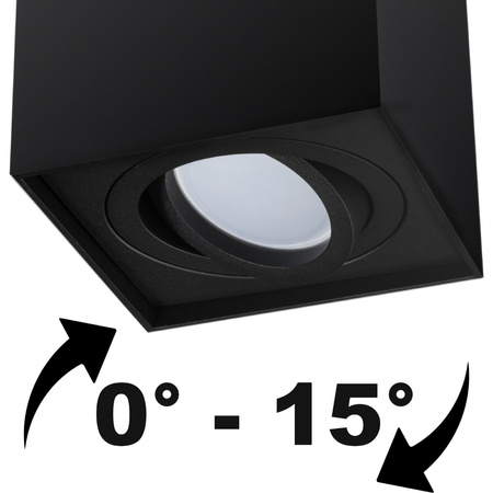 Povrchové Halogenové svítidlo GU10, SPOT TUBA 115mm Nastavitelná Čtvercová Černá AMAT-L LUMILED