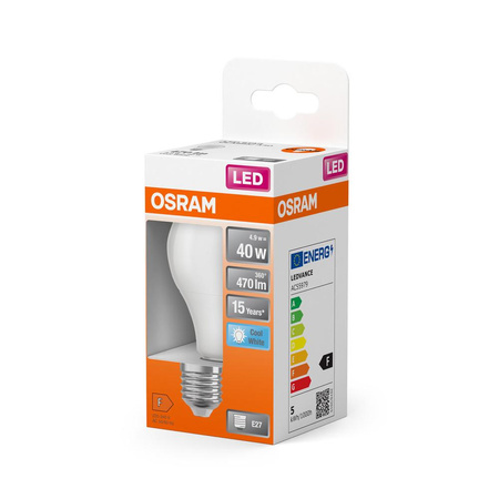 LED žárovka A60 E27 4,9W = 40W 470lm 4000K Neutrální 150° STAR CLASSIC Osram