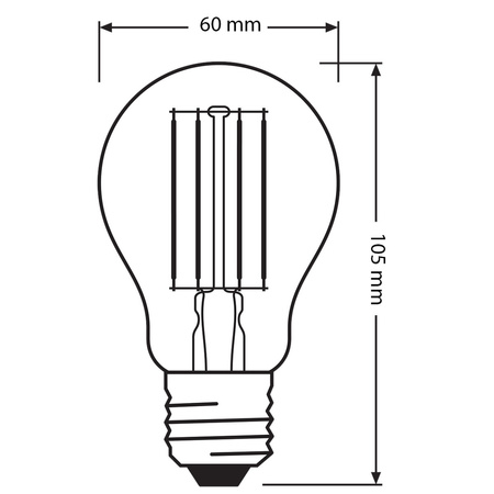 3x LED žárovka E27 A60 7.5W = 75W 1055lm 4000K Neutrální bila 300° vlákno OSRAM BASE
