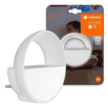 LED noční orientační lampa 0.6W 230V 4000K Neutrální bila s pohybovým a soumrakovým senzorem 7.5cm LUNETTA SUNSET LEDVANCE