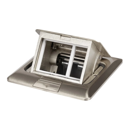 Podlahová krabice pro elektrickou zásuvku čtvercová stříbrná BIURO+ Kanlux