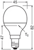 LED žárovka kulová E14 P45 4,9W = 40W 470lm 2700K teplá 200° stmívatelná Ledvance