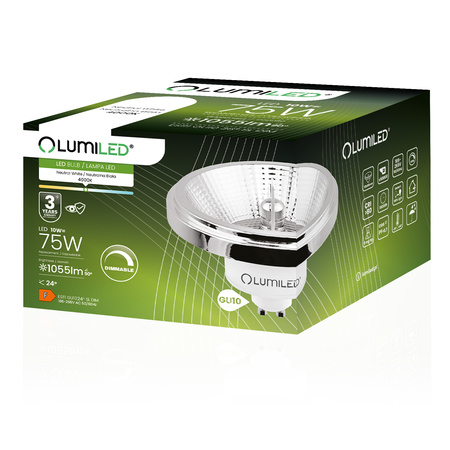 LED žárovka GU10 ES111 10W = 75W 1055lm 4000K Neutrální 38° Stmívatelná LUMILED