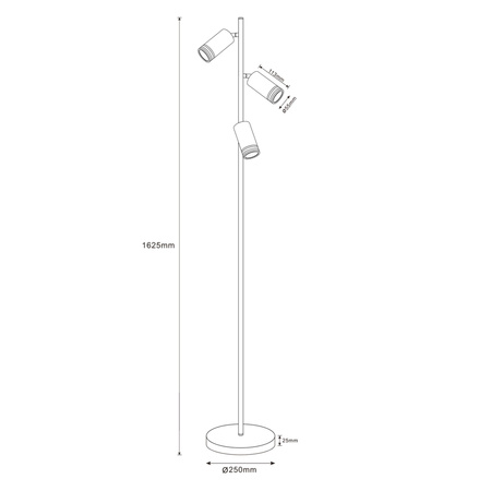 Stojací stojací lampa 3x GU10 černá ROMA Sanico Goldlux
