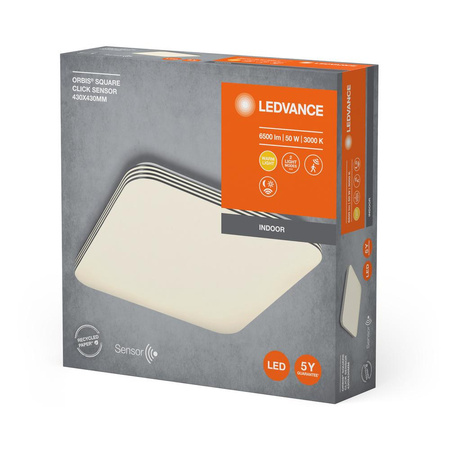 LED panelová povrchová stropní lampa 50W 3000K Teplá bílá s pohybovým a soumrakovým senzorem 43x43cm čtvercová ORBIS LEDVANCE