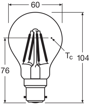 LED žárovka A60 B22d 7W = 60W 806lm 2700K teplá bílá 300° Dimmable Retrofit Filament CLASSIC Osram