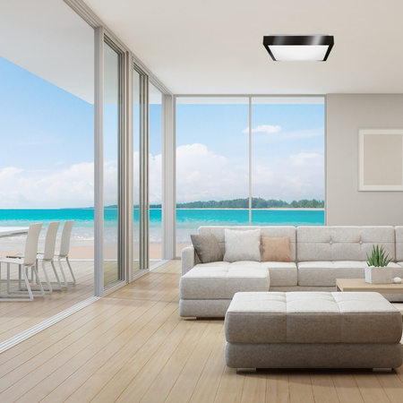 Plafond LED stropní svítidlo 41cm 2x E27 černý čtverec + 2x LED žárovka 10W 4000K Lumiled