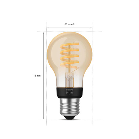 LED žárovka E27 A60 7W CCT PHILIPS HUE White & Ambiance Filament Bluetooth Zigbee