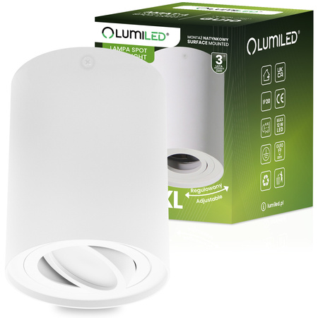 HALOGEN Spot Tuba Movable AMAT-XL GU10 Round White 125mm LUMILED pro povrchovou montáž 