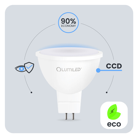 Žárovka LED GU5.3, MR16 6W = 50W 580lm 6500K Studená bílá 120° 230V LUMILED