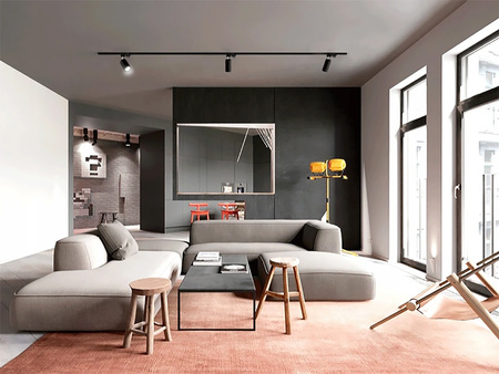 Osvětlení kolejnice 2m kolejnice + 4x GU10 černo-zlatý kolejový reflektor + 6W LED GU10 3000K