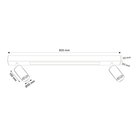 Stropní svítidlo 2x GU10 + LED 4000K černá PARIS Sanico Goldlux