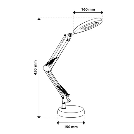 Stolní lampa LED 8W CCT Kreslící stolní lampa 3x zvětšovací sklo LUCA 2 White LUMILED