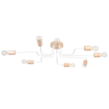 Stropní lustr 8x E27 Přírodní dřevo Bílý Timbo Peach Puff SL.1667 Sollux