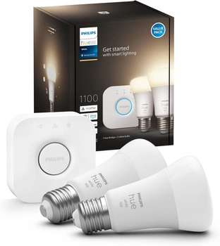 2PAK LED žárovka E27 A60 9,5W 2700K Warm PHILIPS HUE White Bluetooth Zigbee + Hue Bridge