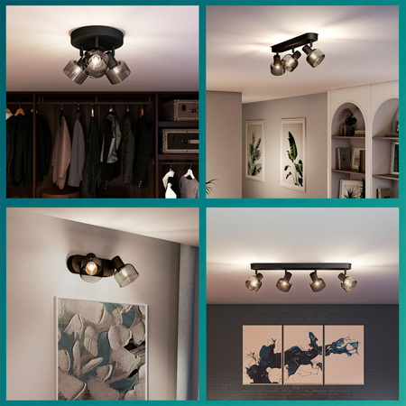 Nástěnné svítidlo E14 LED Black Sleet Philips