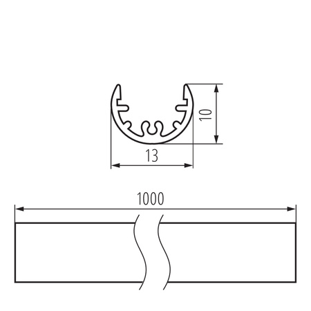 Hliníkový profil pro povrchovou montáž LED pásku Eloxovaný 1m PROFILO Kanlux 10ks.