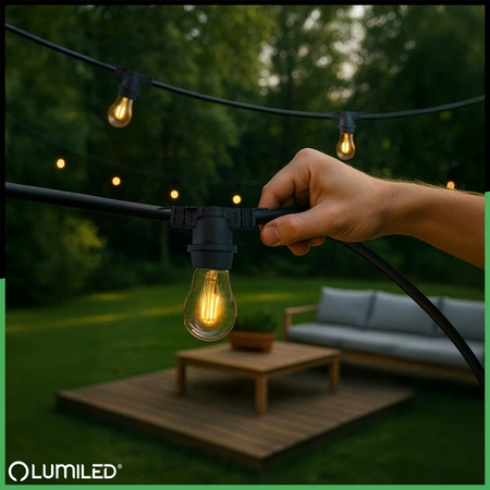 Venkovní řetěz 15m, 15x E27 NARCI LUMILED