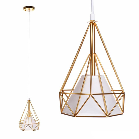 LOFT DIAMENT Slim 1 x E27 GOLD Drátěné závěsné geometrické stropní svítidlo GOLD