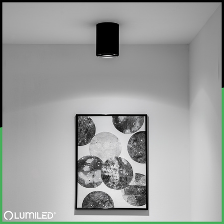 Povrchové Halogenové svítidlo GU10, SPOT TUBA 84mm Nastavitelná Kulatá Černá AMAT-M LUMILED