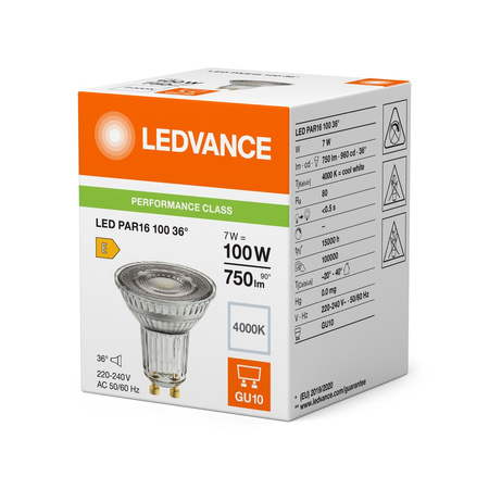LED reflektorová žárovka GU10 PAR16 7W = 100W 750lm 4000K neutrální bílá 36° Ledvance
