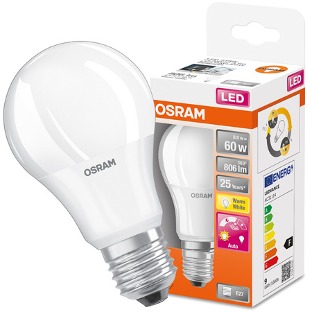 LED žárovka A60 E27 9W = 60W 806lm 2700K Teplá bílá 200° OSRAM STAR SENSOR