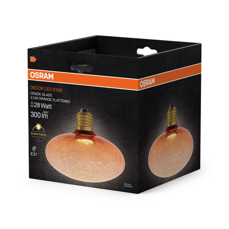 LED žárovka E27 Frost 3,5W 300lm 2700K teplá bílá Decorative Flat Orange Osram
