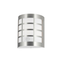 Zahradní lampa LED nástěnná lampa SEVILLA E27 IP44 půlkruhová s pohybovým senzorem Chrome RABALUX