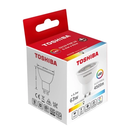 LED halogenová žárovka GU10 5.5W = 50W 450lm 4000K neutrální bílá reflektor TOSHIBA