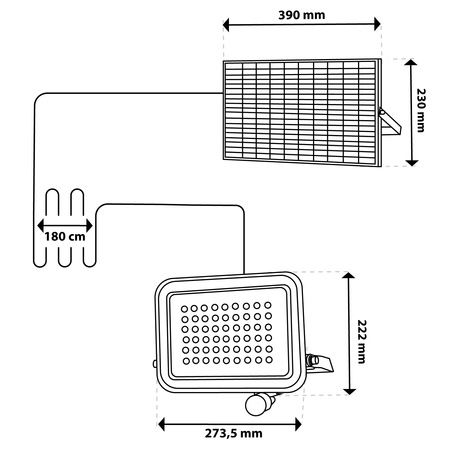 Solární halogenový reflektor LED 200W Zahradní lampa 4000K IP65 PIR senzor pohybu + dálkové ovládání FULGOR LUMILED
