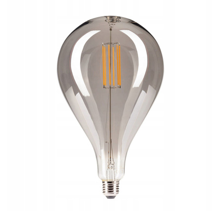 E27 A165 LED žárovka 6W=60W Kouřová 560lm 2500K Teplá bílá White 360° Filament