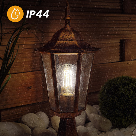Venkovní zahradní lampa E27, LED nízký sloupek, lucerna, 40cm, Patina, BELLIS LUMILED
