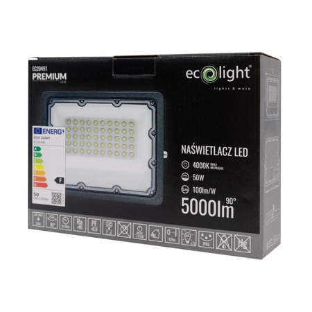 LED reflektor Reflektor 50W 5000lm 4000K Neutral IP65 Premium Line Ecolight