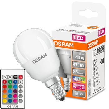 LED žárovka E14 P45 5,5W = 40W 470lm RGBW 200° OSRAM Star + Pilot