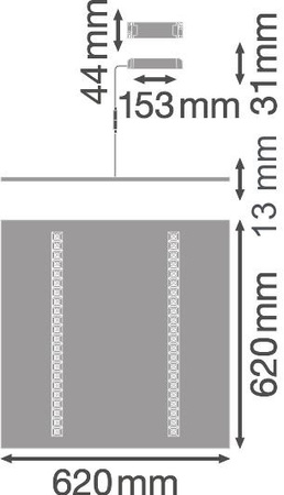 LED panelové kancelářské stropní svítidlo 33W 4000lm 4000K neutrální bílá stmívatelná podhledové bílé 62x62cm UGR16 Zigbee IndiviLED® Ledvance
