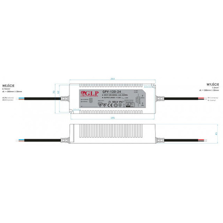 Konstantní napětí LED zdroj GPV-120W 24V/5A hermetické napětí IP67 voděodolný