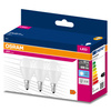 3x LED žárovka P45 kapka E14 6,5W = 60W 806lm 4000K neutrální bílá 150° VALUE CLASSIC Osram