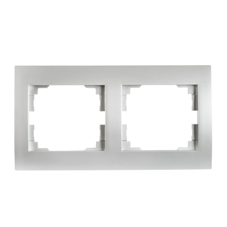 Vodorovný dvojitý rámeček pro zásuvku LOGI Kanlux Silver