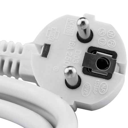Napájecí prodlužovací kabel zástrčka-zásuvka s uzemněním 3m 3x1.5mm 16A Bílá ECOLIGHT