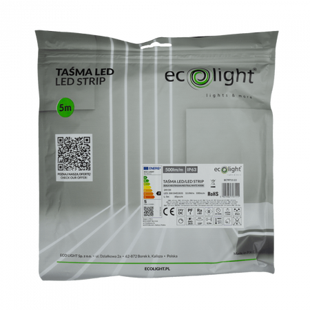 LED pásek SMD 2835 10,8W/m 500lm/m 60LED/m 24V 4000K neutrální bílá IP63 Roll 5m Ecolight