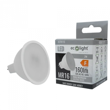 LED reflektorová žárovka MR16 GU5.3 2W 160lm 4000K neutrální bílá 12V Ecolight